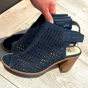 Worn once cut out blue suede Vince Camuto ankle heels size 8.5